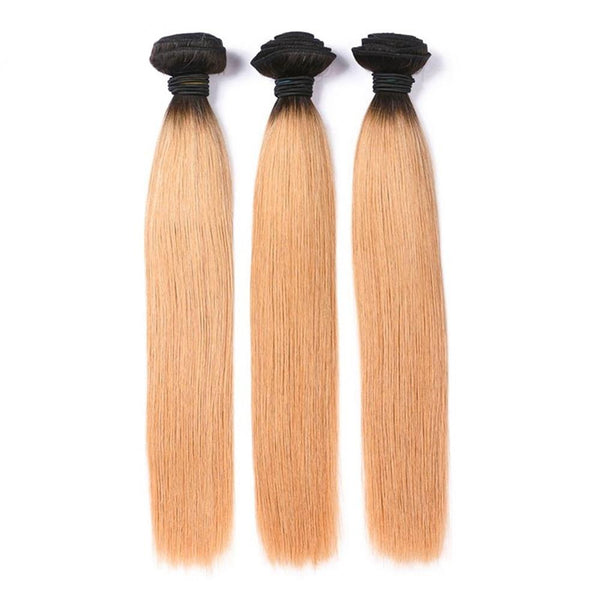 Lakihair 8A 1B/27 Blonde Ombre Straight Hair 1 Bundle Brazilian Virgin Human Hair
