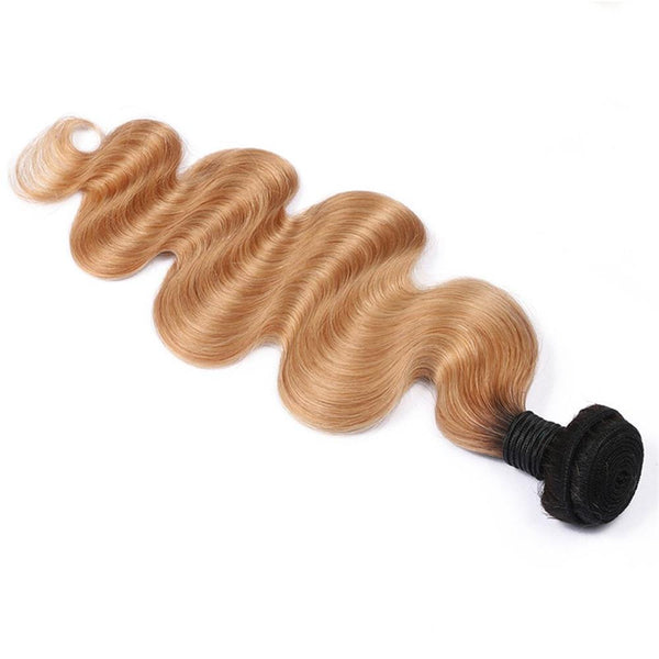 Lakihair 8A 1B/27 Blonde Ombre 1 Bundle Brazilian Body Wave Virgin Human Hair Weaving