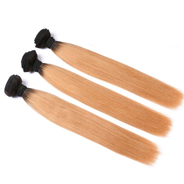 Lakihair 8A Blonde Ombre Hair Bundles 1B/27 3 Bundles Brazilian Virgin Human Straight Hair