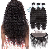 Lakihair Ear To Ear Frontal With Deep Wave 3 Bundles Virgin Hair Extensions