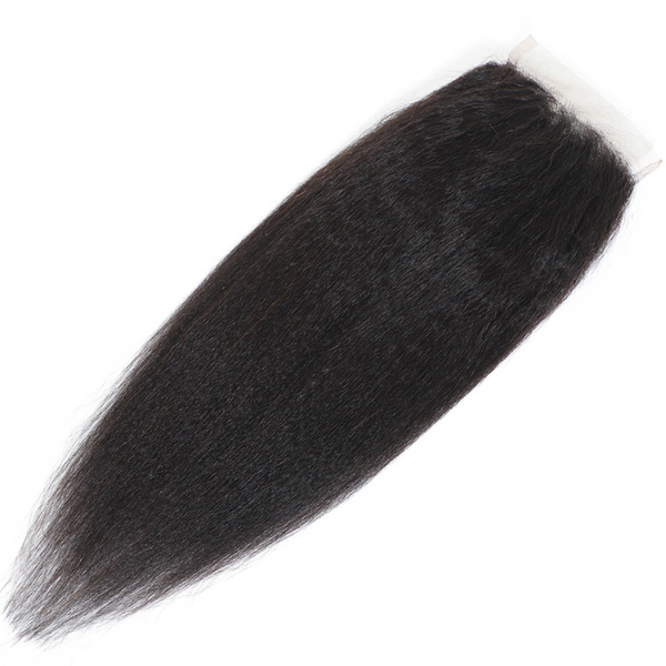 Lakihair 8A Kinky Straight Lace Closure 4x4 Brazilian Virgin Human Hair With Baby Hair