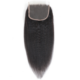 Lakihair 8A Kinky Straight Lace Closure 4x4 Brazilian Virgin Human Hair With Baby Hair