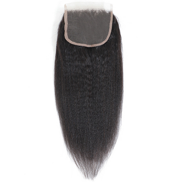 Lakihair 8A Kinky Straight Lace Closure 4x4 Brazilian Virgin Human Hair With Baby Hair