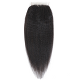 Lakihair 8A Kinky Straight Lace Closure 4x4 Brazilian Virgin Human Hair With Baby Hair