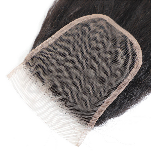 Lakihair 8A Kinky Straight Lace Closure 4x4 Brazilian Virgin Human Hair With Baby Hair