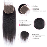Lakihair 8A Kinky Straight Lace Closure 4x4 Brazilian Virgin Human Hair With Baby Hair