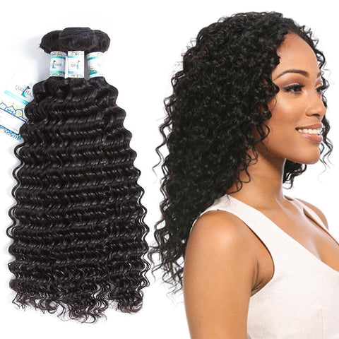 Lakihair 8A Indian Virgin Human Hair Deep Wave Hair 3 Bundles Deals