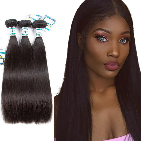 Lakihair 8A Indian Virgin Human Hair Weaving Straight Hair 3 Bundles 