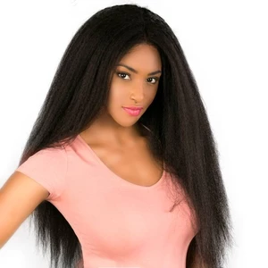 Lakihair 8A Kinky Straight Brazilian Virgin Human Hair 4 Bundles With Lace Frontal Closure