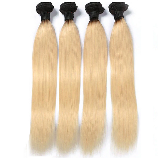 Lakihair 8A Brazilian Straight Bundles 4 Bundles 1B/613 Blonde Ombre Unprocessed Hair