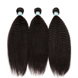 Lakihair 10A Brazilian Kinky Straight Hair 3 Bundles With 13x4 Frontal Pre Plucked With Baby Hair