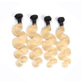 Lakihair 8A Body Wave 4 Bundles 1B/613 Blonde Ombre Unprocessed Virgin Human Hair Weaving