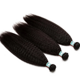 Lakihair 10A Brazilian Kinky Straight Hair Weaving 3 Bundles With Lace Closure 4x4