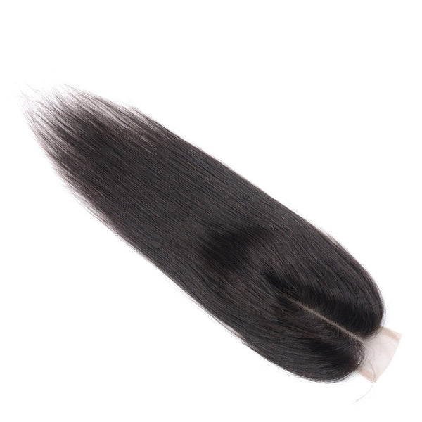 Lakihair Middle Part Lace Closure 2x6 Brazilian Human Hair Straight Natural Color