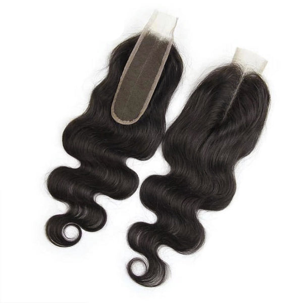 Lakihair Middle Part Lace Closure 2x6 Brazilian Human Hair Body Wave Natural Color