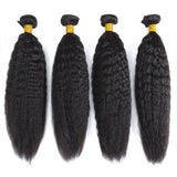 Lakihair 10A Brazilian Unprocessed Virgin Human Hair Kinky Straight 4 Bundles With Lace Closure 4x4