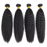 Lakihair 10A Kinky Straight Brazilian Virgin Human Hair 4 Bundles With Lace Frontal Closure