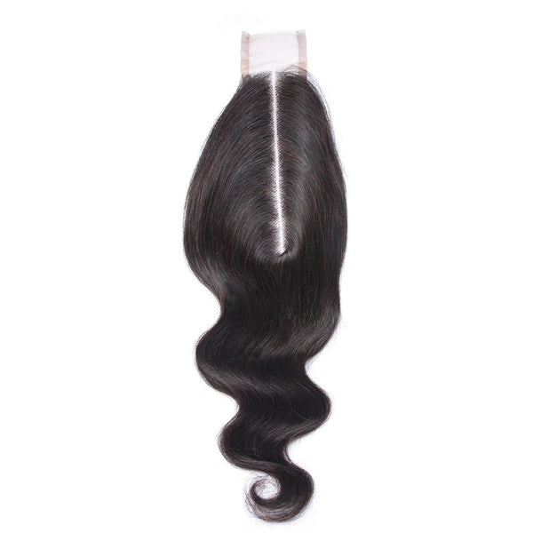 Lakihair Middle Part Lace Closure 2x6 Brazilian Human Hair Body Wave Natural Color