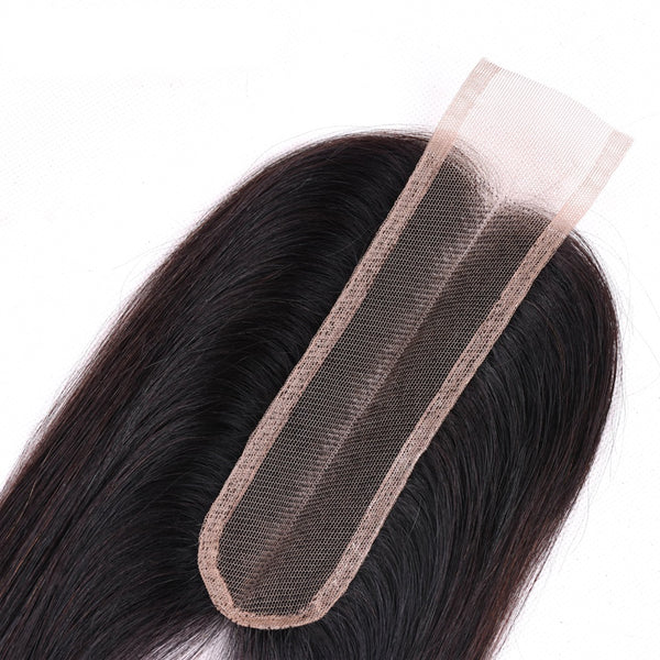 Lakihair Middle Part Lace Closure 2x6 Brazilian Human Hair Straight Natural Color
