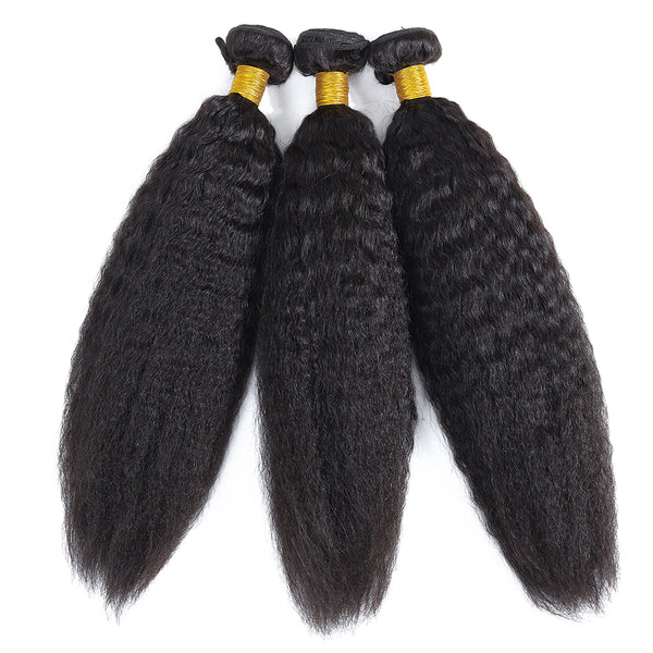Lakihair 8A Kinky Straight 4 Bundles Virgin Human Hair Bundles Wholesale Price Good Quality Hair