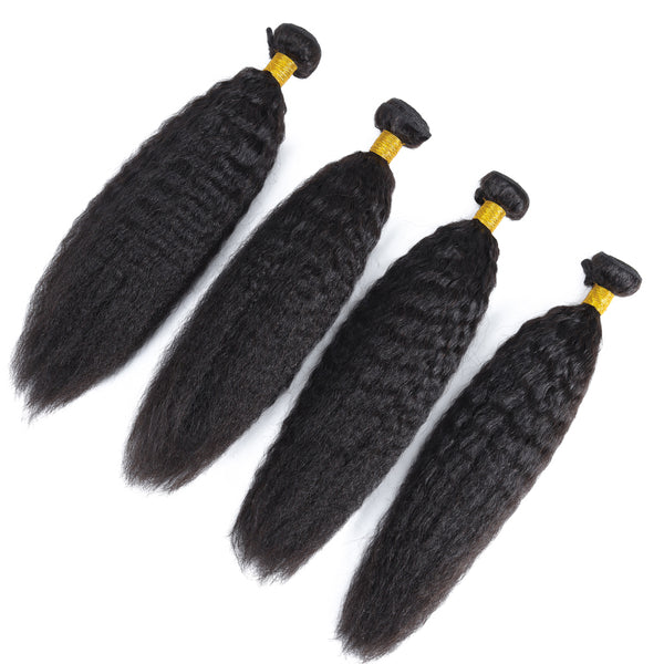 Lakihair 8A Kinky Straight 4 Bundles Virgin Human Hair Bundles Wholesale Price Good Quality Hair