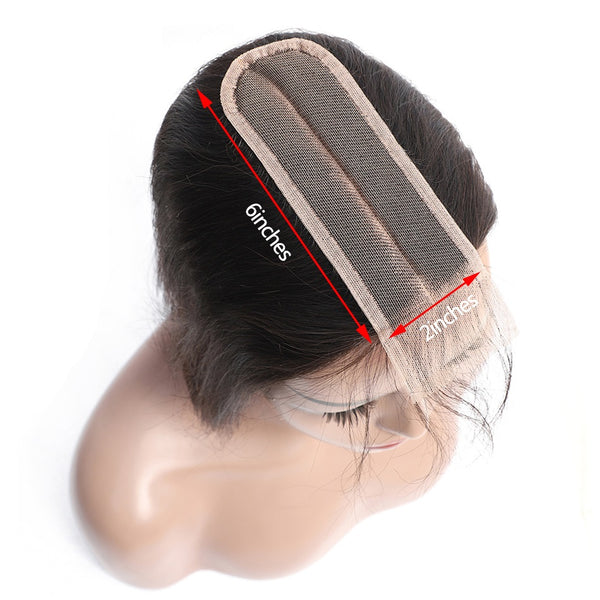 Lakihair Middle Part Lace Closure 2x6 Brazilian Human Hair Body Wave Natural Color