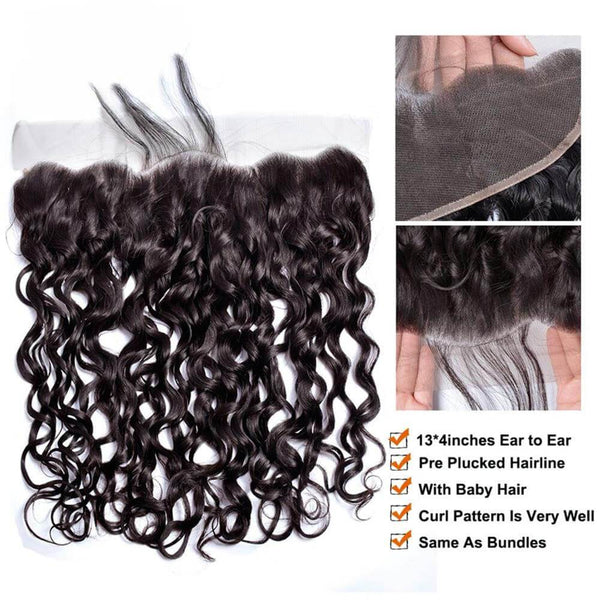 Lakihair 10A Brazilian Virgin Human Hair Water Wave Lace Frontal 13x4 Ear To Ear Frontal
