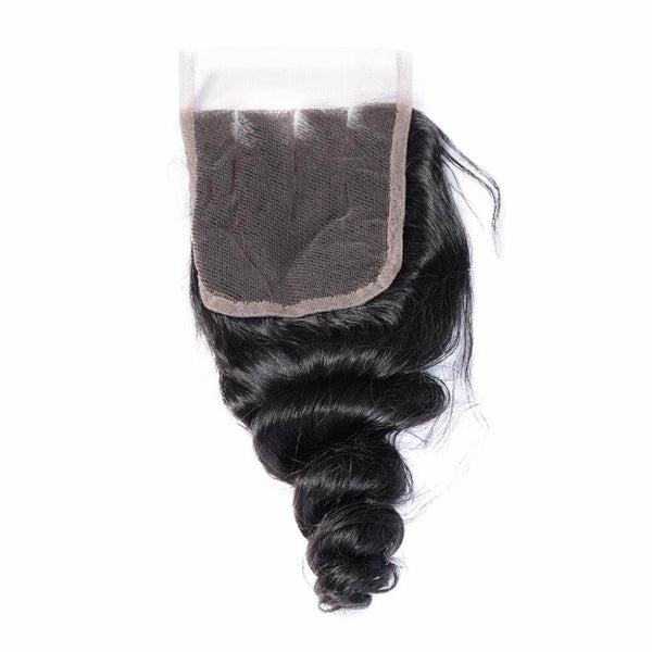 Lakihair 10A Brazilian Virgin Human Hair Loose Wave Lace Closure 4x4 Natural Black