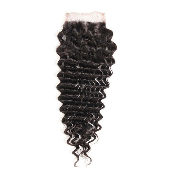 Lakihair 10A Brazilian Virgin Human Hair Lace Closure 4x4 Deep Wave With Baby Hair