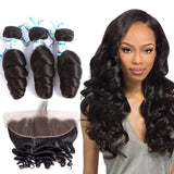 Lakihair Loose Wave Hair Bundles Peruvian Frontal With 3 Bundles Human Hair